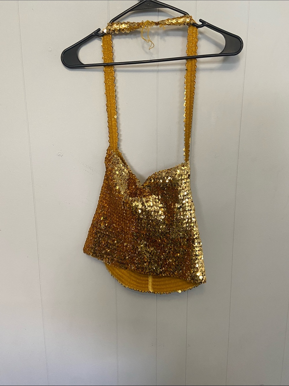 Vintage Frederick’s of Hollywood Gold Sequin Women's halter top